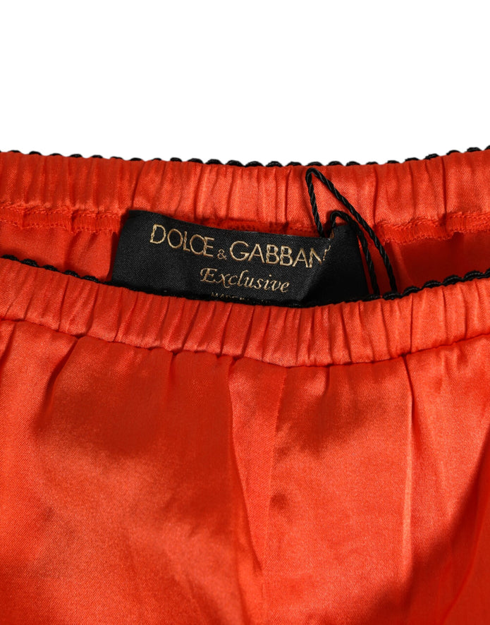 Red Silk Satin Lace Shorts Underwear