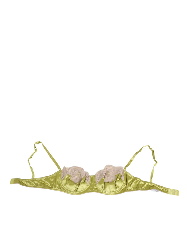 Lime Green Silk Satin Lace Padded Balconnet Underwear