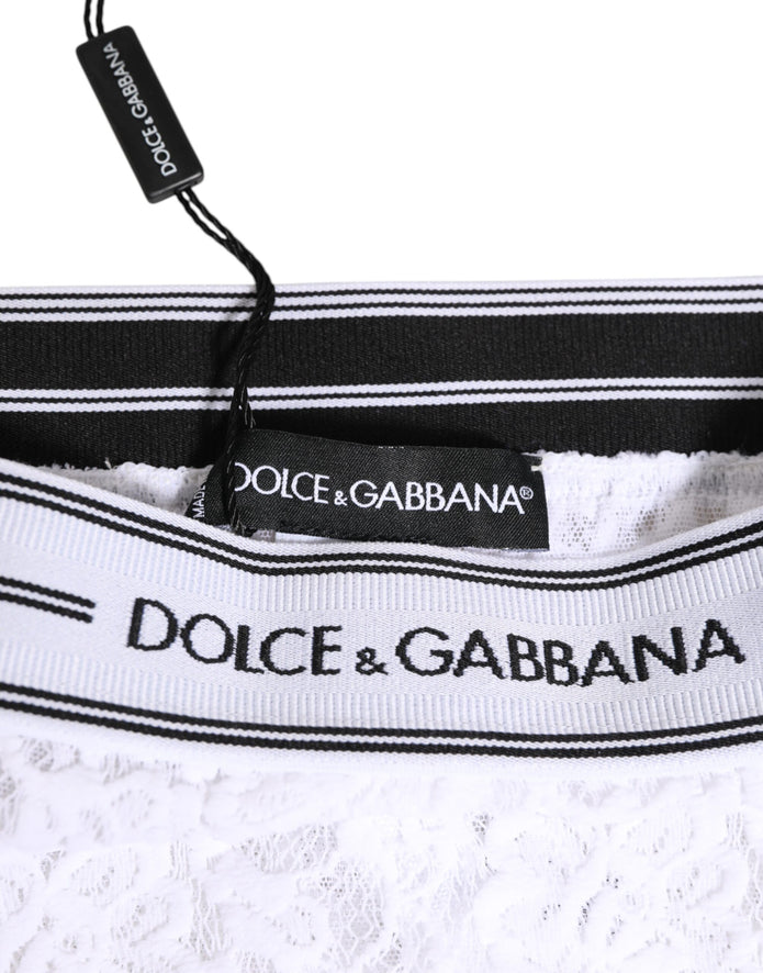 White Lace Slip Brief Logo Waistband Underwear