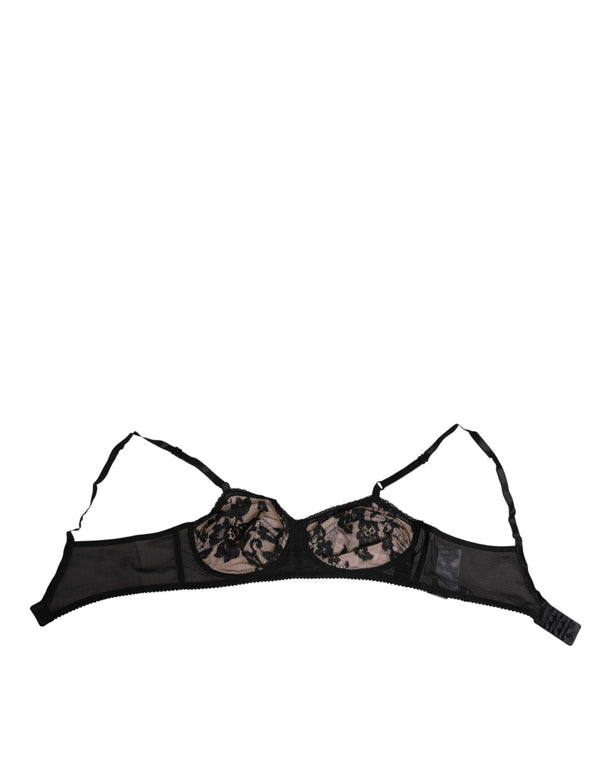 Black Nude Floral Lace Sheer Bra Underwear