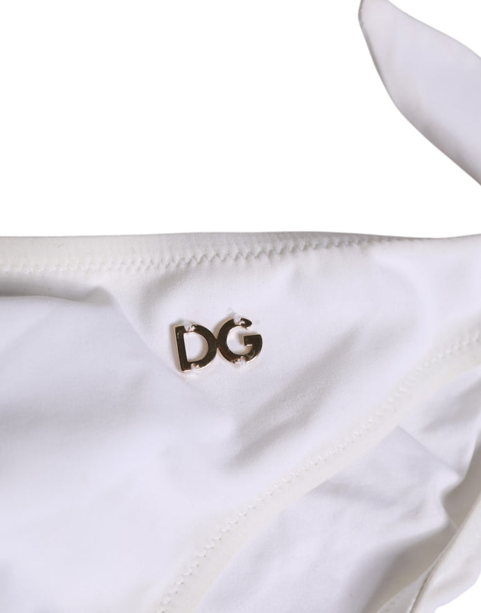 White Side Tie Logo Bikini Bottom Underwear