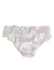 Ivory White Silk Satin Lace Trim Panty  Underwear
