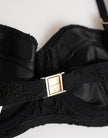 Black Polyester Embroidered Underwire Bra Underwear