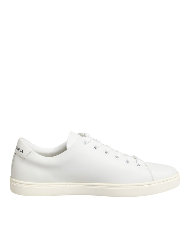 White Leather Sacre Heart Patch Sneakers  Shoes