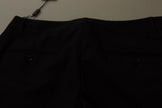 Black Stripes Mid Waist Trouser Pants