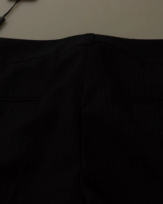 Black Stripes Mid Waist Trouser Pants