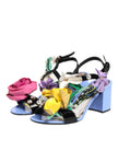 Multicolor Floral Appliqué Crystal Sandal Shoes