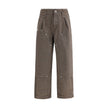 Brown Cotton Casual Pants