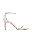 White Leather Stiletto Heel Sandals