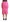 Pink High Waist Pencil Cut Midi Skirt