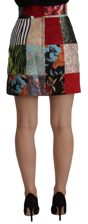 Multicolor Patchwork A-line Polyester Skirt