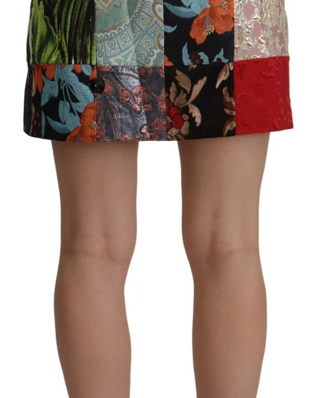 Multicolor Patchwork A-line Polyester Skirt