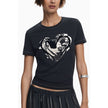 Black Cotton Women T-Shirt