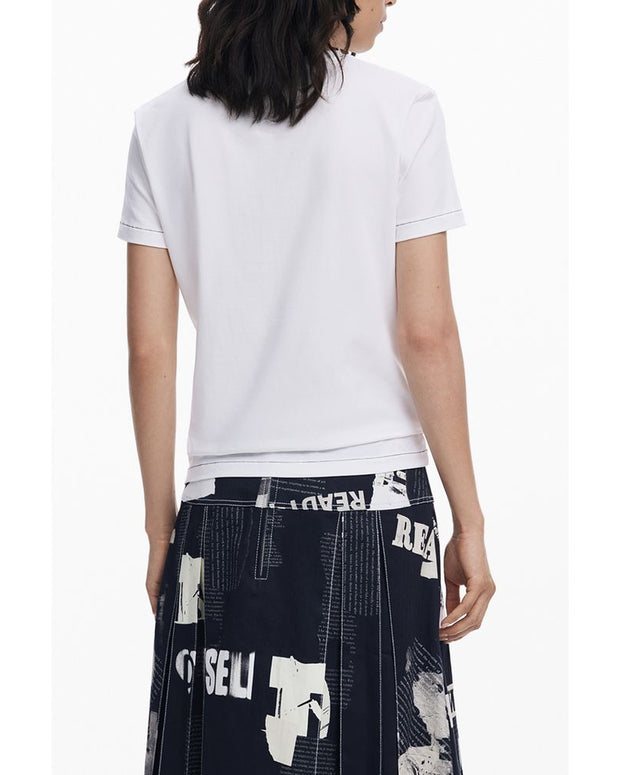 White Cotton Women T-Shirt