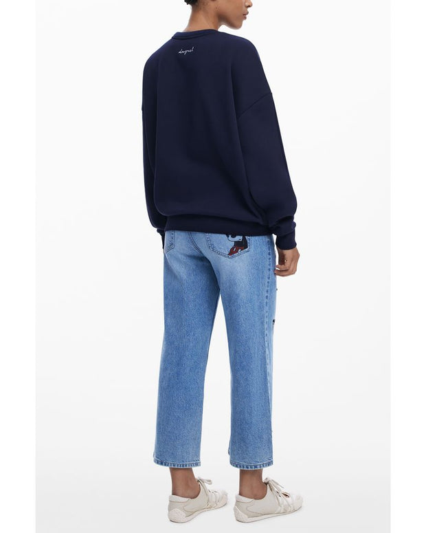 Blue Cotton Women Sweater