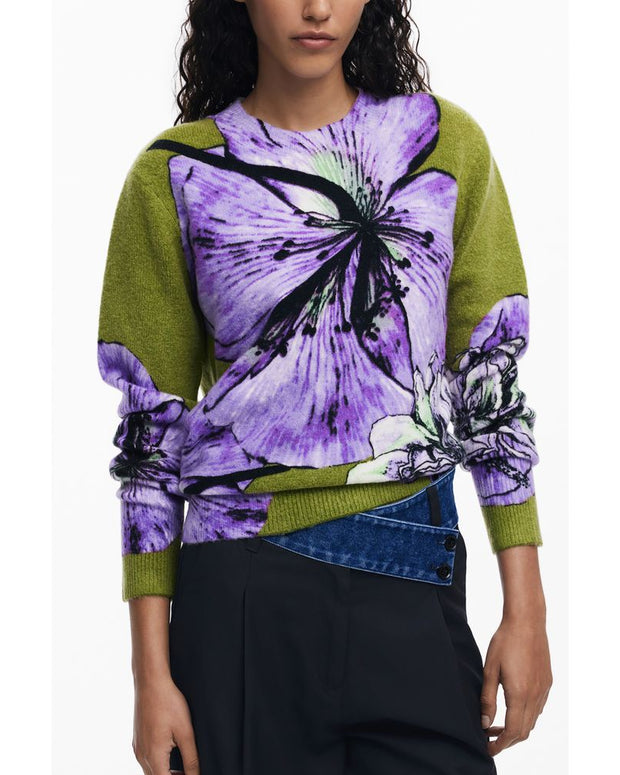 Purple Elastane Women Sweater