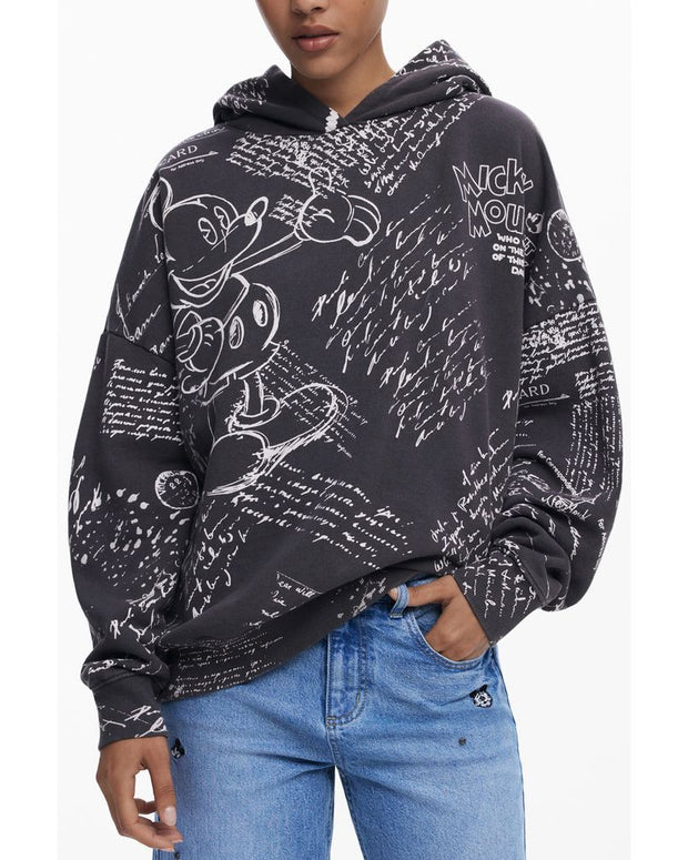 Black Cotton Women Hoodie