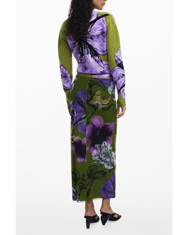 Green Polyester Women Skirt