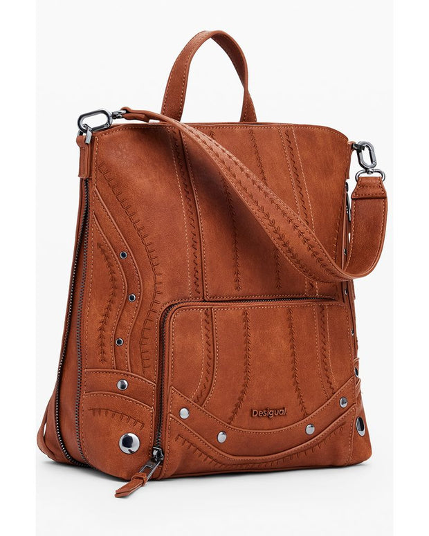 Brown Polyethylene Women Mini Backpack