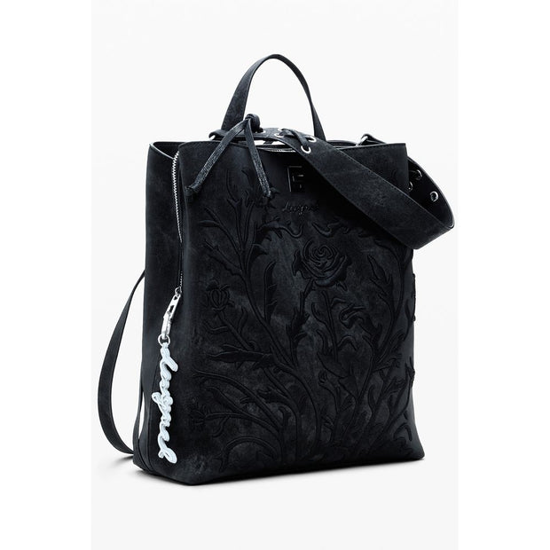 Black Polyethylene Women Backpack
