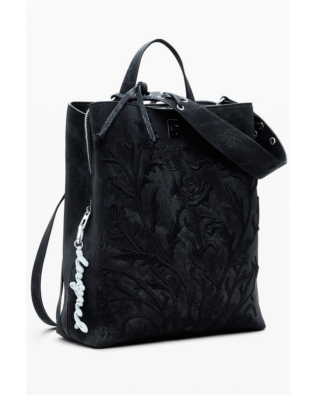 Black Polyethylene Women Backpack