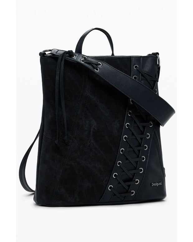 Black Polyethylene Women Backpack