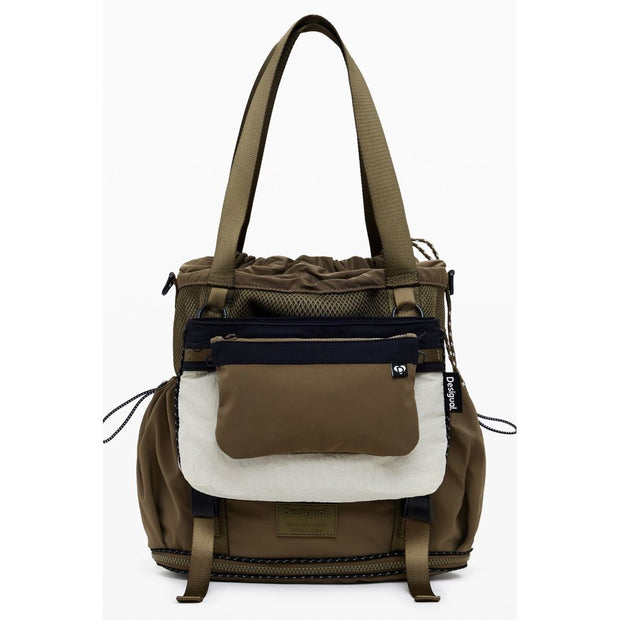 Green Polyester Women Convertible Handbag