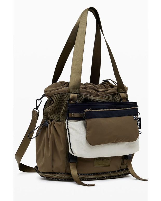 Green Polyester Women Convertible Handbag
