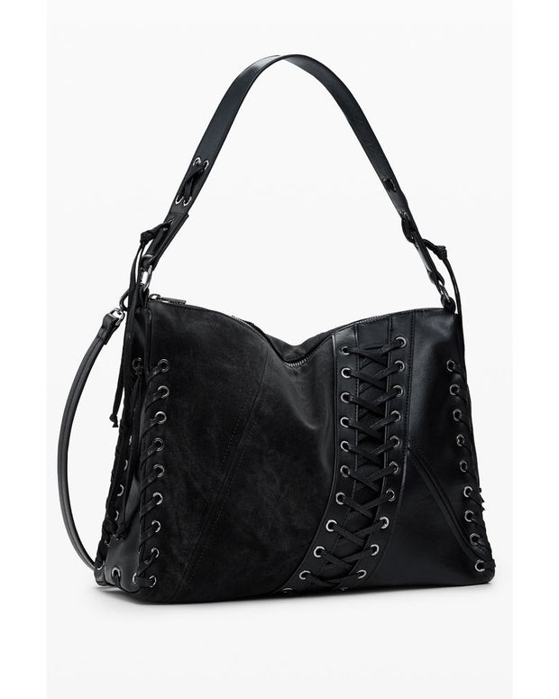 Black Polyethylene Women Handbag