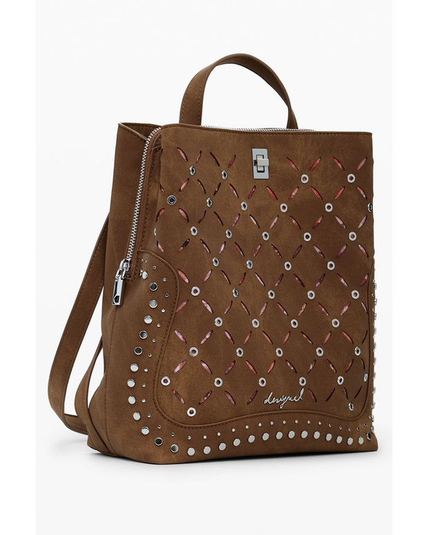 Brown Polyethylene Women Backpack