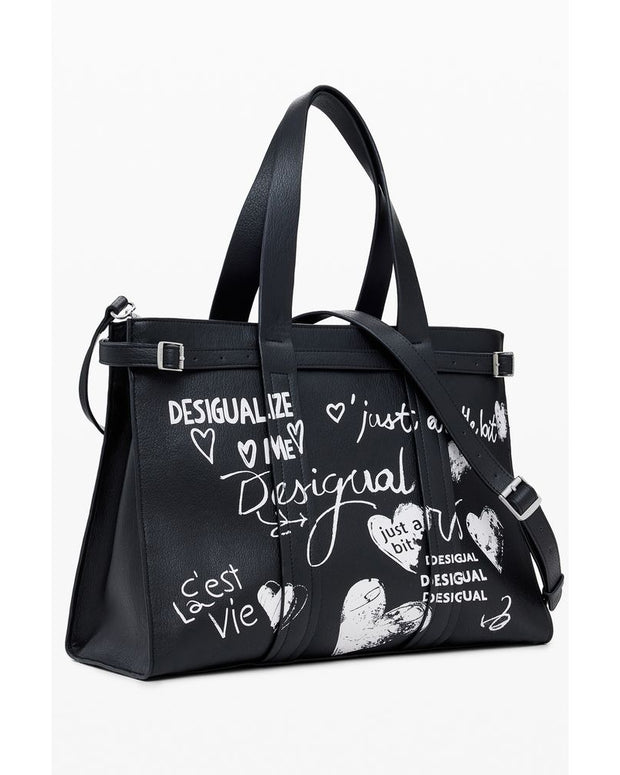 Black Polyethylene Women Handbag