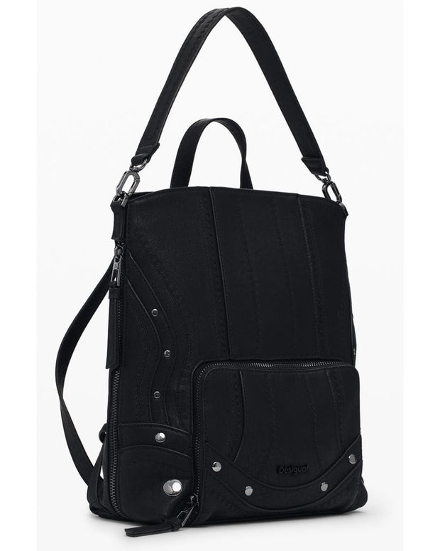 Black Polyethylene Women Backpack