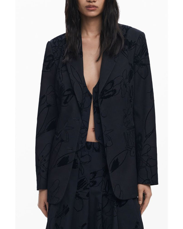 Black Polyester Women Jacket