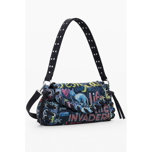Blue Cotton Women Handbag