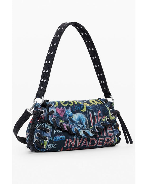 Blue Cotton Women Handbag