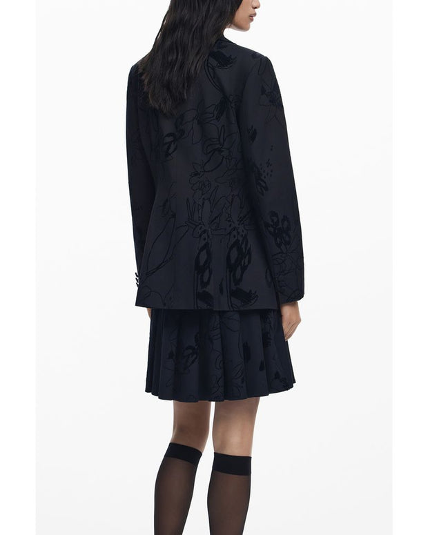 Black Polyester Women Jacket