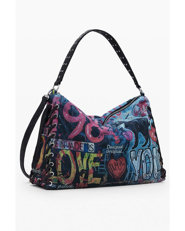 Blue Cotton Women Handbag