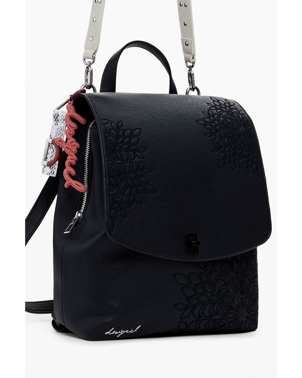 Black Polyethylene Women Backpack