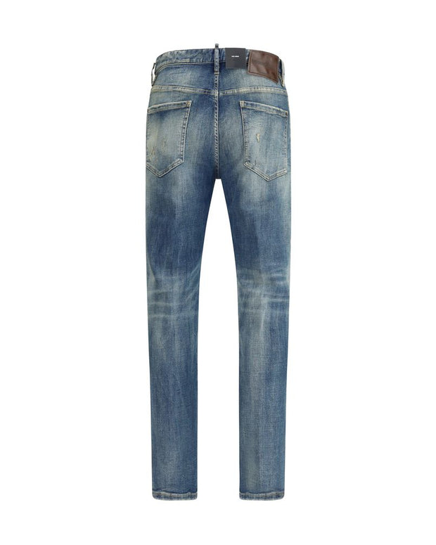 Blue Cotton Slim Fit Jeans