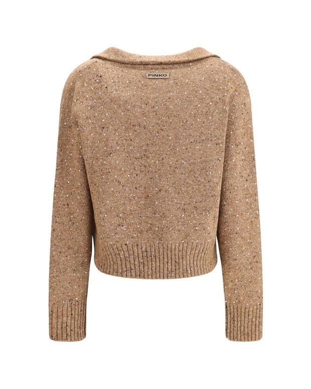 V-neck Sweater with rhinestones