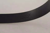 Calf Leather Silver Tone Black Metal Buckle Belt