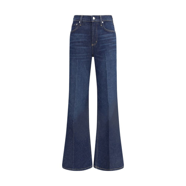Blue Cotton Flared Jeans