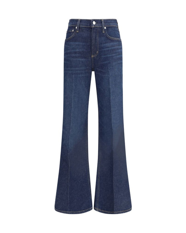 Blue Cotton Flared Jeans