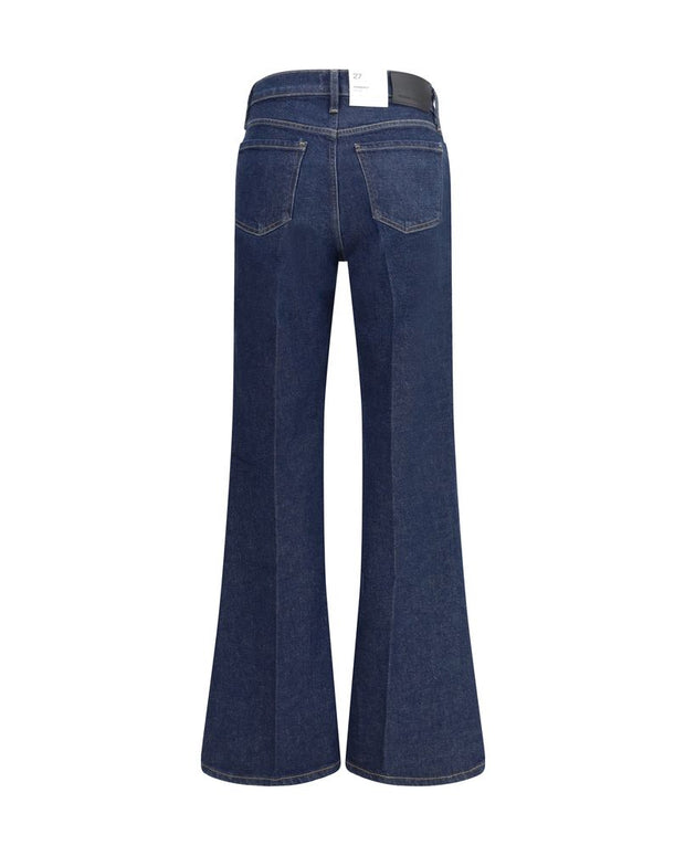 Blue Cotton Flared Jeans