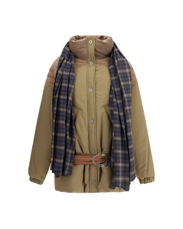 Brown Polyamide Full-Length Jacket