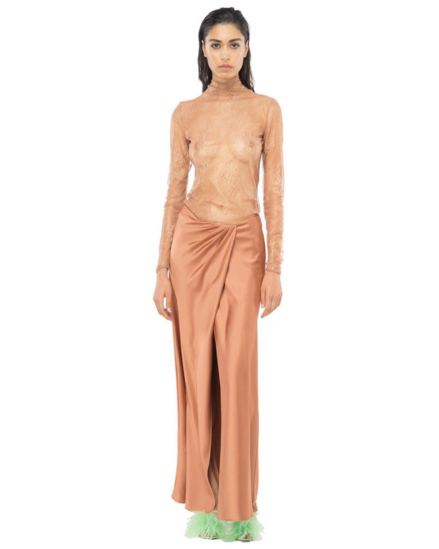 Brown Polyester Skirt