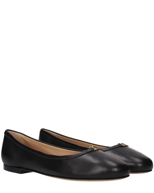 Black Leather Ballet Flats