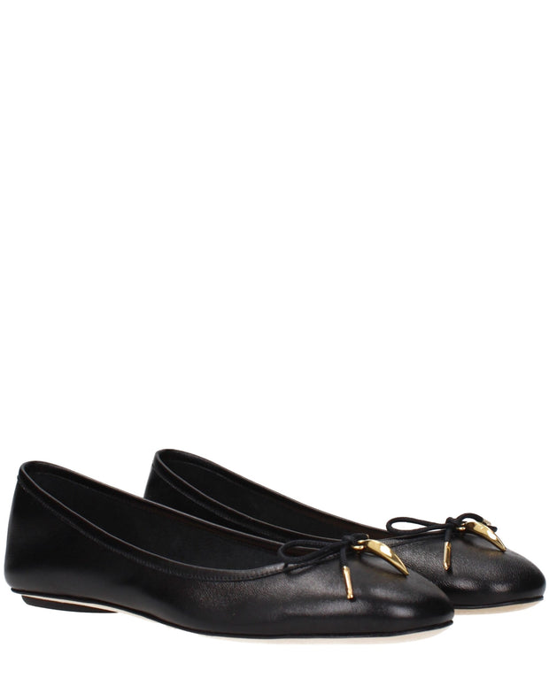 Black Leather Ballet Flats
