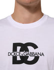 White Logo Print Cotton Crew Neck Men T-shirt