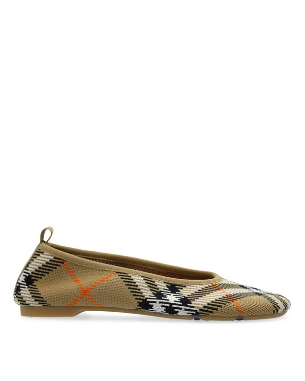 Beige Fabric Ballet Flats